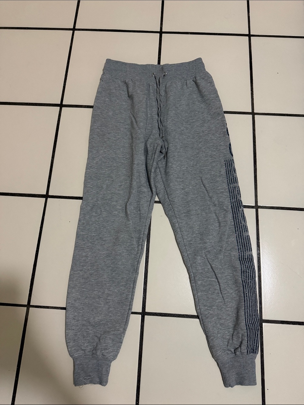bebe Heather Gray Jogger Sweatpants with Navy Side Stripe